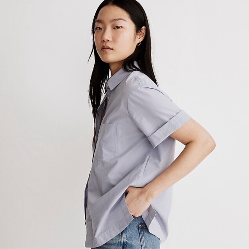 Madewell Signature Poplin Short-Sleeve Button-Down Shirt NWT - Picture 2 of 6